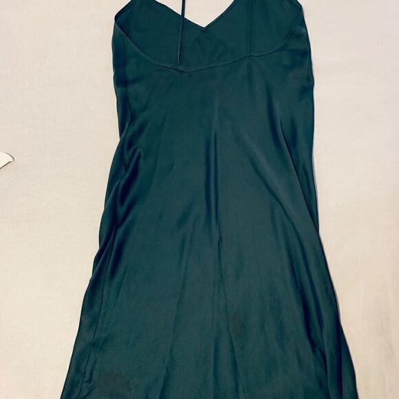 ZARA  green jewel tone lace midi high neck holiday party dress small - Picture 13 of 16